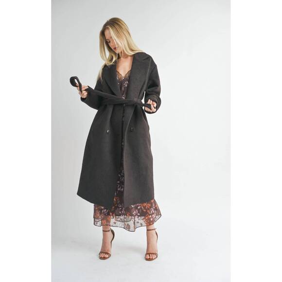 NEW SAGE THE LABEL attraction double breasted coat in oak